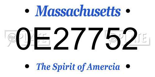 0E27752 Massachusetts License Plate