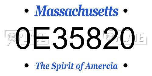 0E35820 Massachusetts License Plate