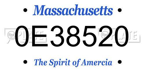 0E38520 Massachusetts License Plate