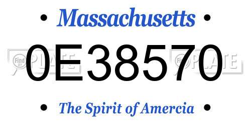 0E38570 Massachusetts License Plate