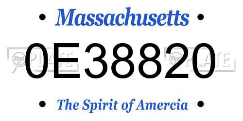 0E38820 Massachusetts License Plate