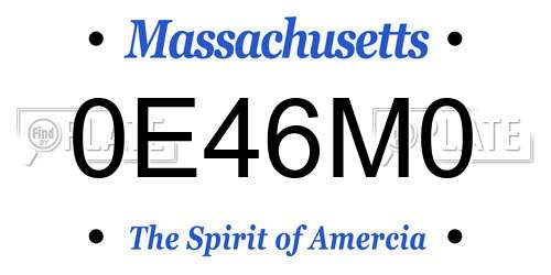 0E46M0 Massachusetts License Plate