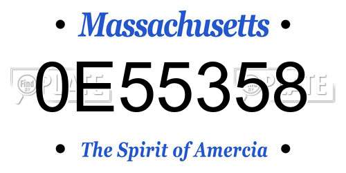 0E55358 Massachusetts License Plate