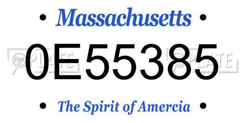 0E55385 Massachusetts License Plate