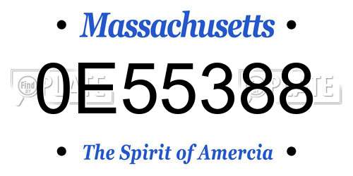 0E55388 Massachusetts License Plate