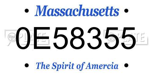 0E58355 Massachusetts License Plate