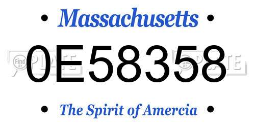 0E58358 Massachusetts License Plate