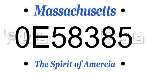 0E58385 Massachusetts License Plate