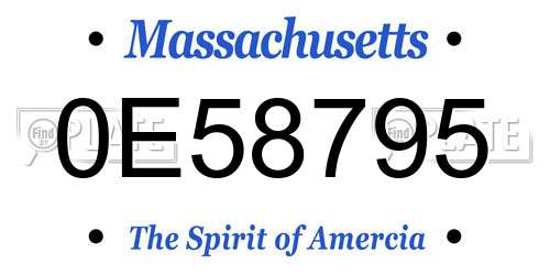 0E58795 Massachusetts License Plate