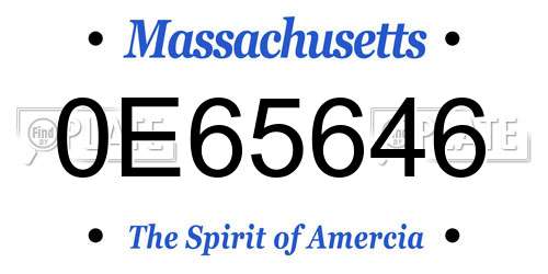 0E65646 Massachusetts License Plate