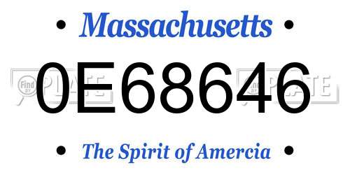 0E68646 Massachusetts License Plate