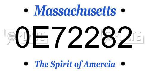 0E72282 Massachusetts License Plate