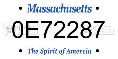0E72287 Massachusetts License Plate