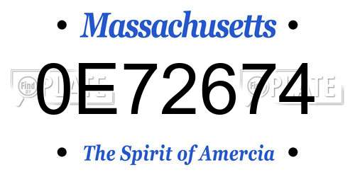 0E72674 Massachusetts License Plate