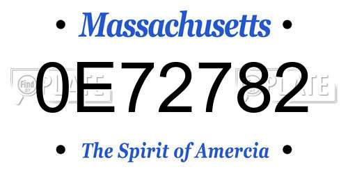 0E72782 Massachusetts License Plate