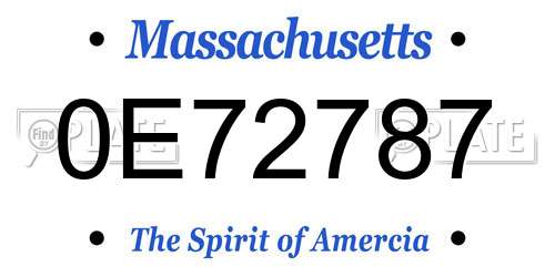 0E72787 Massachusetts License Plate