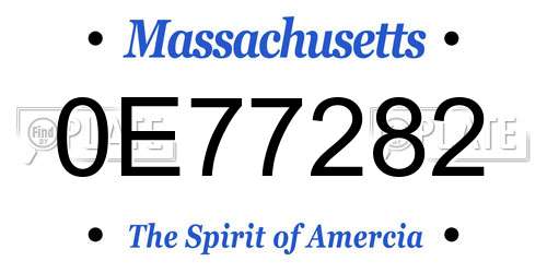 0E77282 Massachusetts License Plate