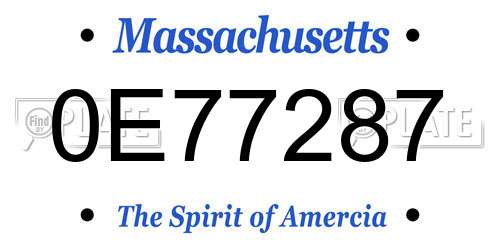0E77287 Massachusetts License Plate