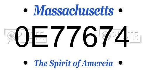 0E77674 Massachusetts License Plate