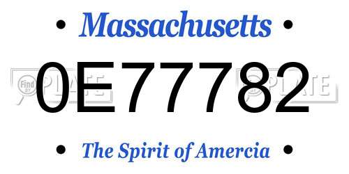 0E77782 Massachusetts License Plate