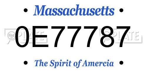 0E77787 Massachusetts License Plate