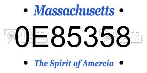 0E85358 Massachusetts License Plate