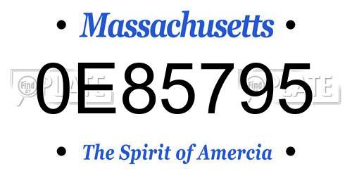 0E85795 Massachusetts License Plate