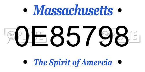0E85798 Massachusetts License Plate