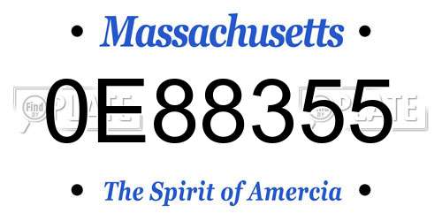 0E88355 Massachusetts License Plate