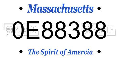 0E88388 Massachusetts License Plate
