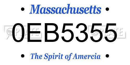 0EB5355 Massachusetts License Plate