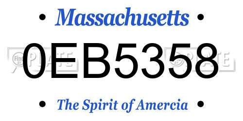 0EB5358 Massachusetts License Plate