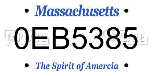 0EB5385 Massachusetts License Plate