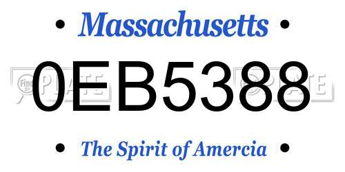 0EB5388 Massachusetts License Plate