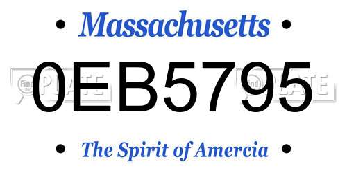 0EB5795 Massachusetts License Plate