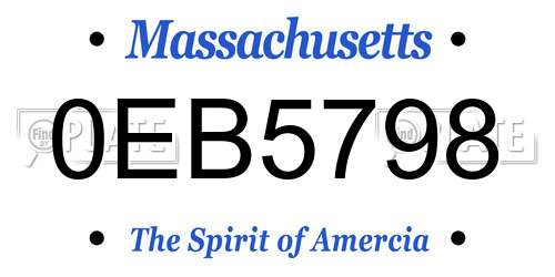 0EB5798 Massachusetts License Plate