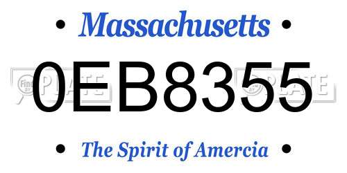 0EB8355 Massachusetts License Plate