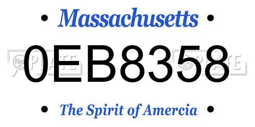 0EB8358 Massachusetts License Plate