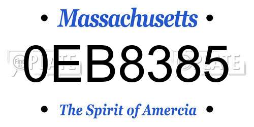 0EB8385 Massachusetts License Plate