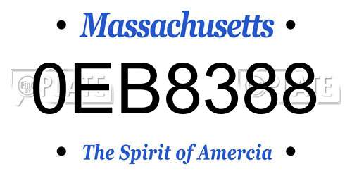 0EB8388 Massachusetts License Plate