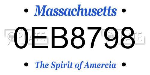 0EB8798 Massachusetts License Plate