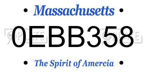 0EBB358 Massachusetts License Plate