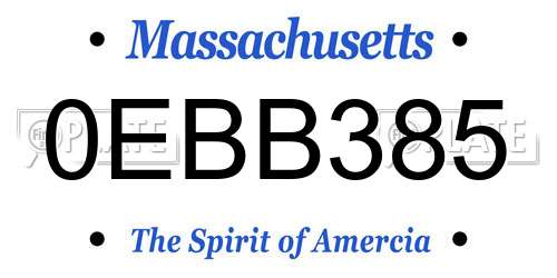 0EBB385 Massachusetts License Plate