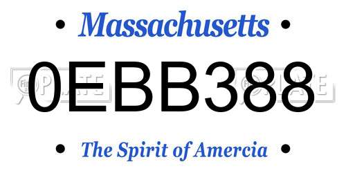 0EBB388 Massachusetts License Plate