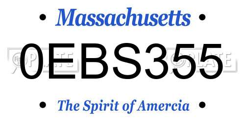 0EBS355 Massachusetts License Plate