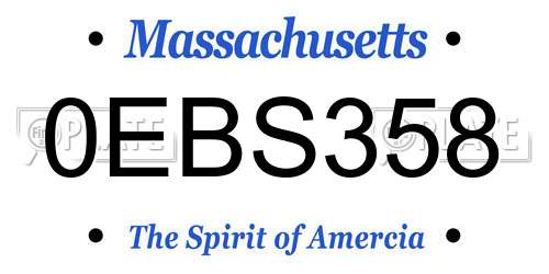 0EBS358 Massachusetts License Plate