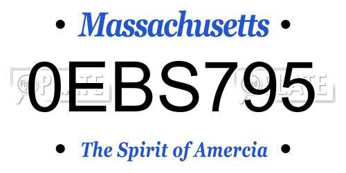 0EBS795 Massachusetts License Plate