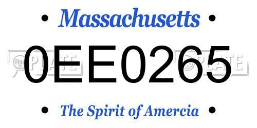 0EE0265 Massachusetts License Plate
