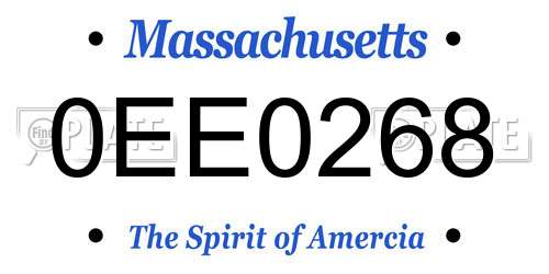 0EE0268 Massachusetts License Plate