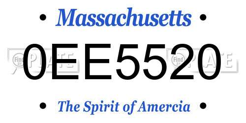 0EE5520 Massachusetts License Plate